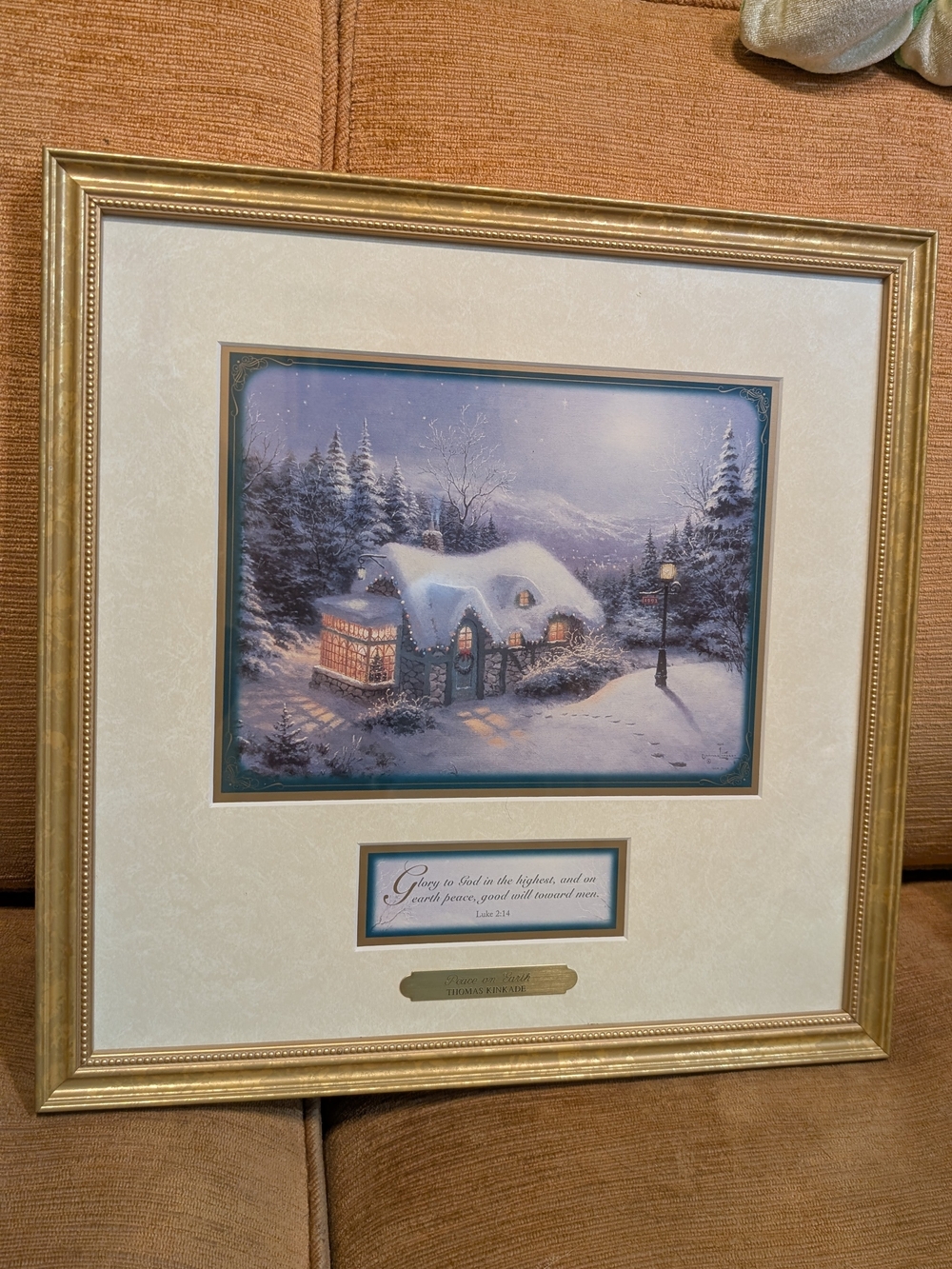 Thomas Kinkade Peace on Earth Accent Print Framed COA Christmas Art